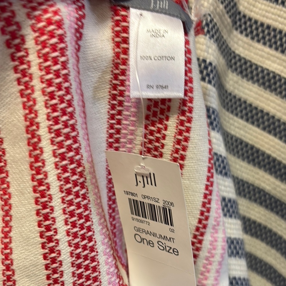 J. Jill Striped Scarf in Red, Blue, and White - Picture 2 of 4